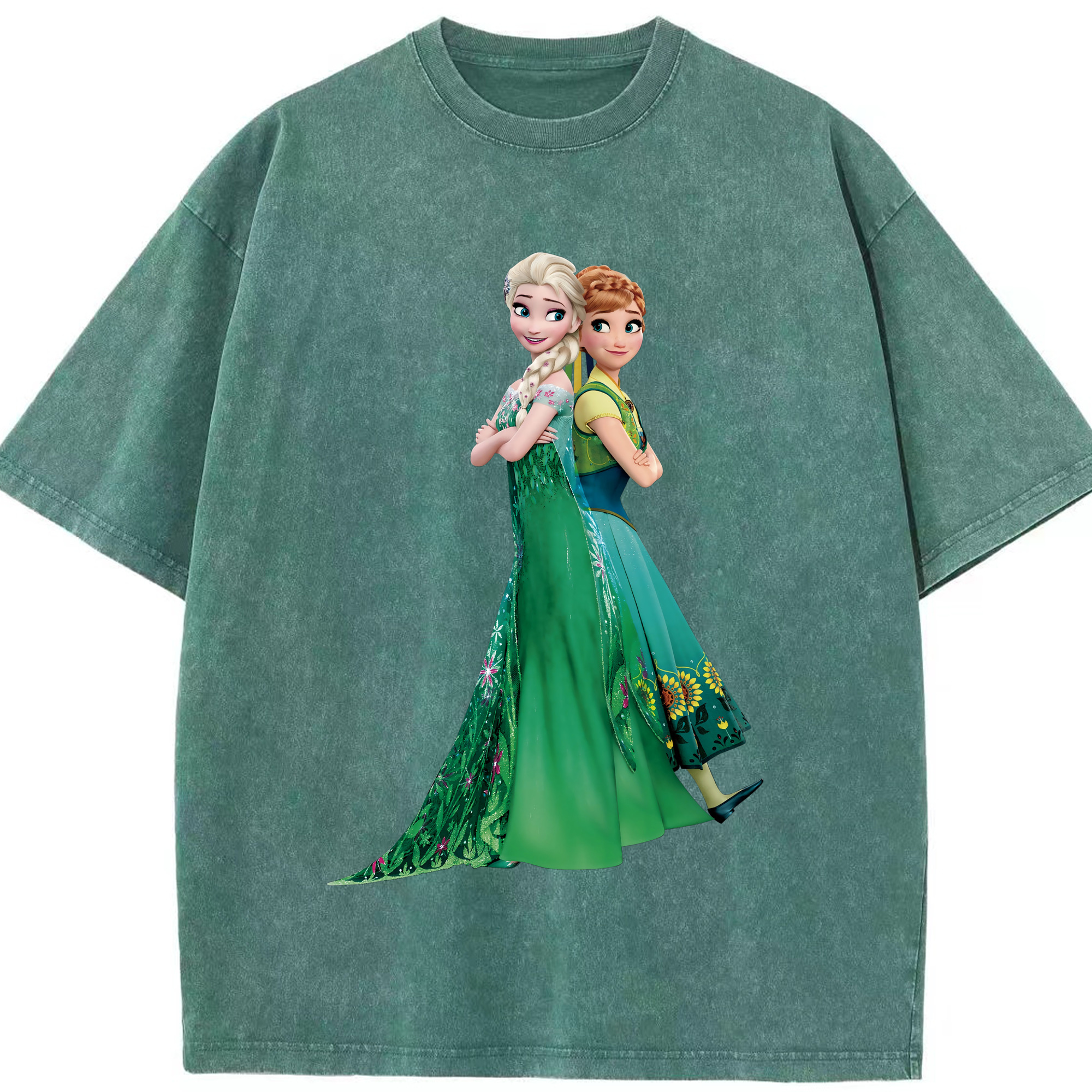 （画像用） アナと雪の女王 アンナ エルサ Frozen Anna Elsa 綿100% ヴィンテージ風 半袖Tシャツ（フロントプリント）